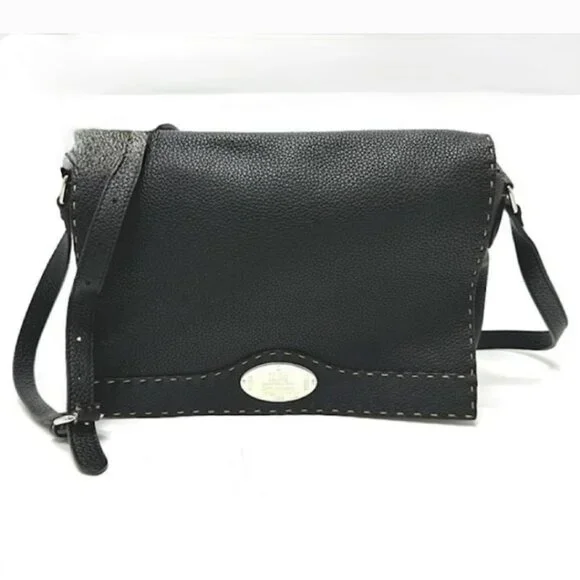 FENDI Black Leather Messenger Bag - Picture 3 of 16